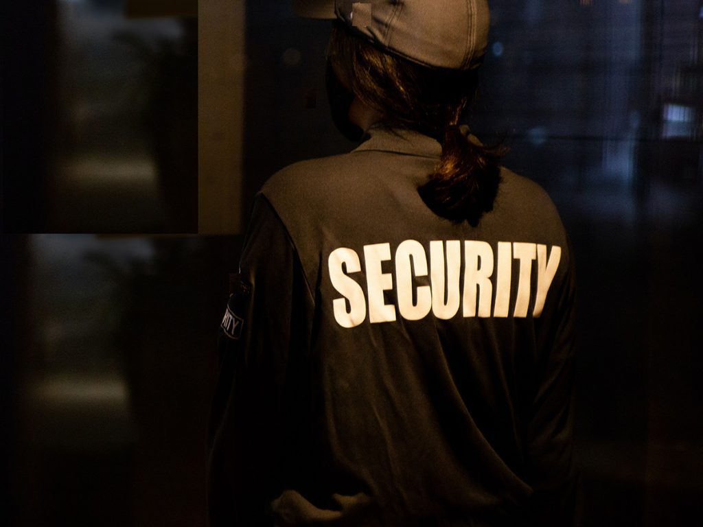 security guard in dark